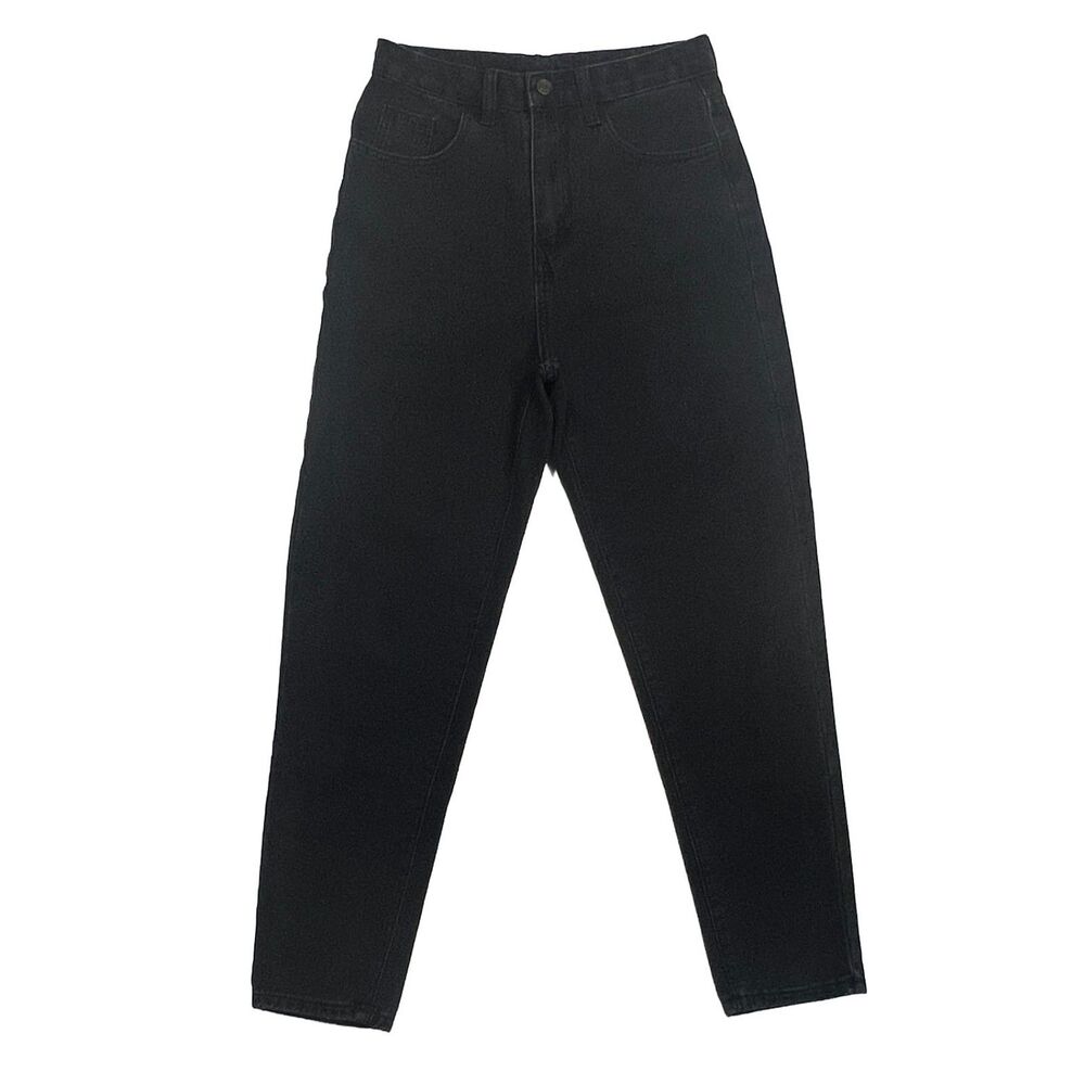 SHEIN Black High Rise Mom Fit Jeans Womens XS Relaxed Tapered Denim